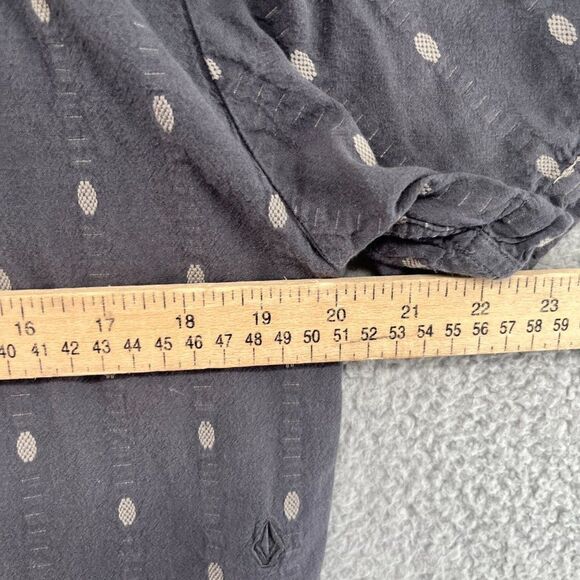Volcom Modern Fit Button Shirt Mens Size L Gray Short Sleeves Pocket Geometric - Picture 6 of 14